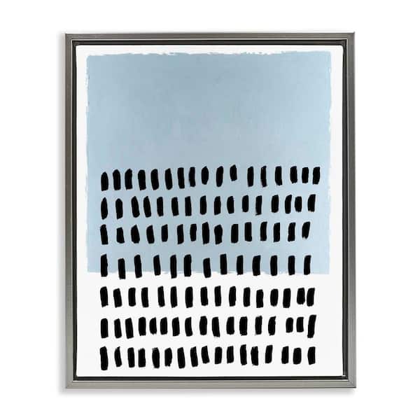 Stupell Industries Blue Dotted Pattern by Michael Willett Gray Floater Frame Abstract Graphic Art Print 31 in. x 25 in.