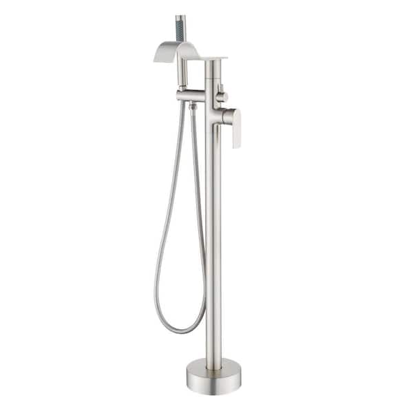 UKISHIRO Single-Handle Freestanding Tub Faucet with Hand Shower in. Brushed Nickel