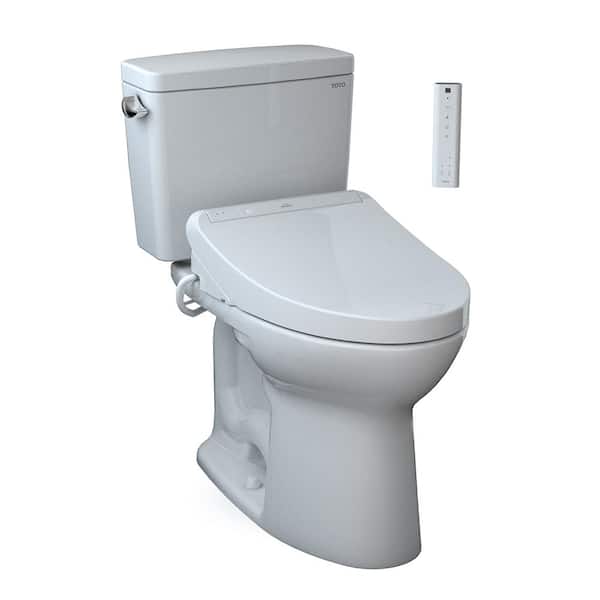 TOTO Drake 12 in. Rough In Two-Piece 1.6 GPF Single Flush Elongated Toilet in Cotton White, K300 Washlet Seat Included
