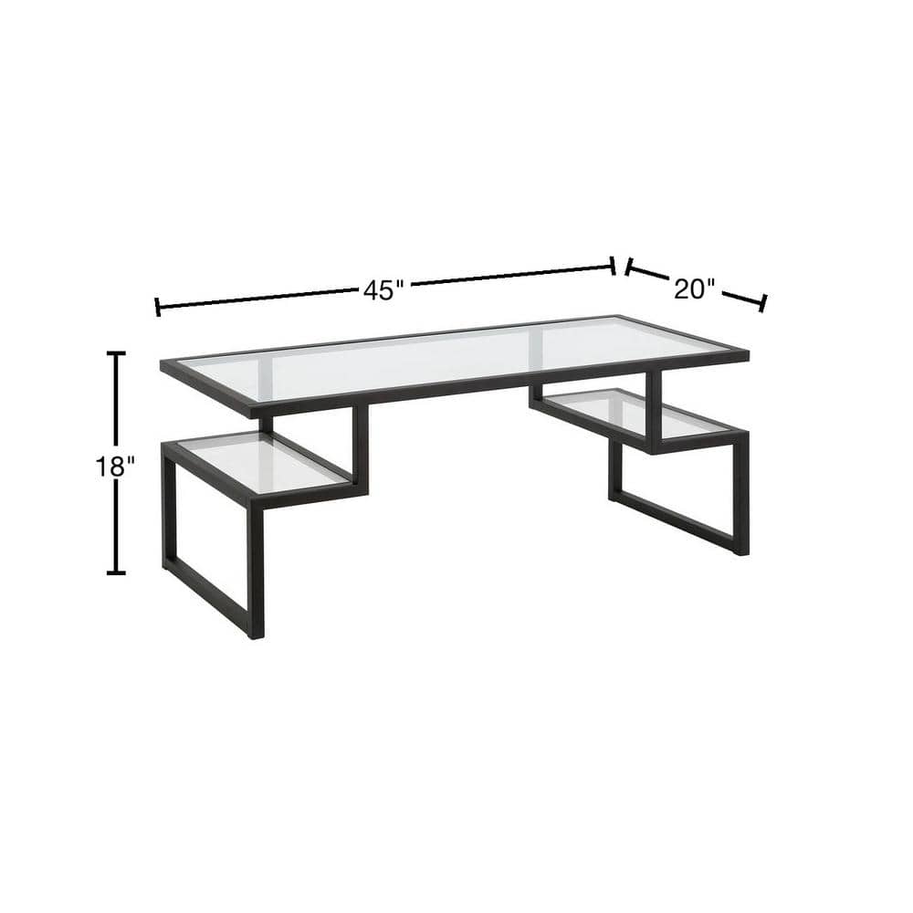 Zander Blackened Bronze Geometric Glass Cocktail Table