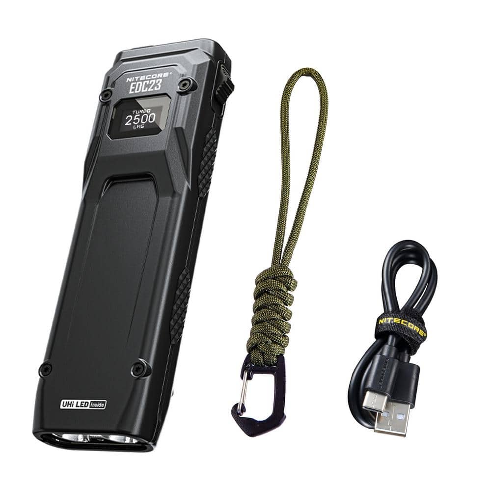 Compact Black LED Rechargeable Tactical Keychain Flashlight