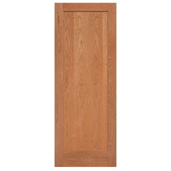 Masonite 36 in. x 84 in. Flat Panel Cherry Veneer 1 Panel Shaker Solid Wood Interior Barn Door Slab