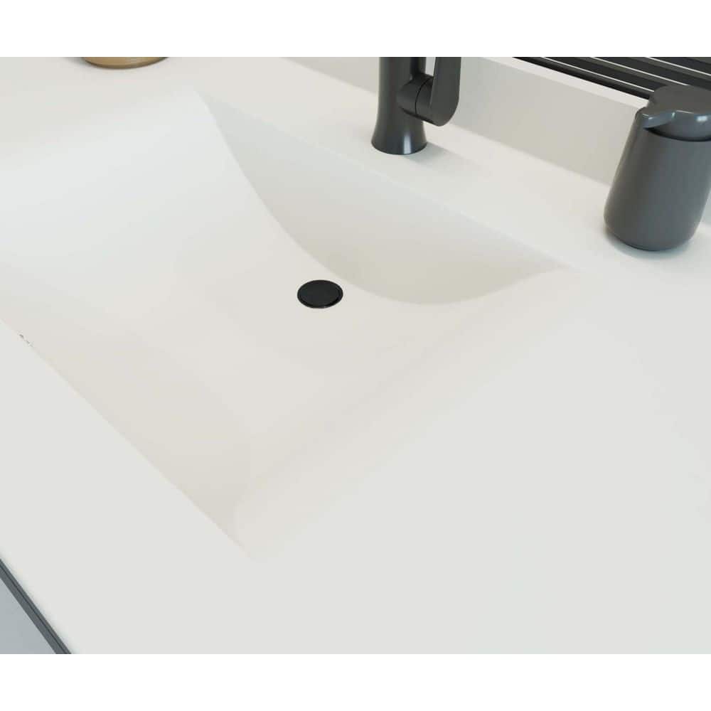 White Engineered Solid Surface Single Sink Bathroom Vanity Top