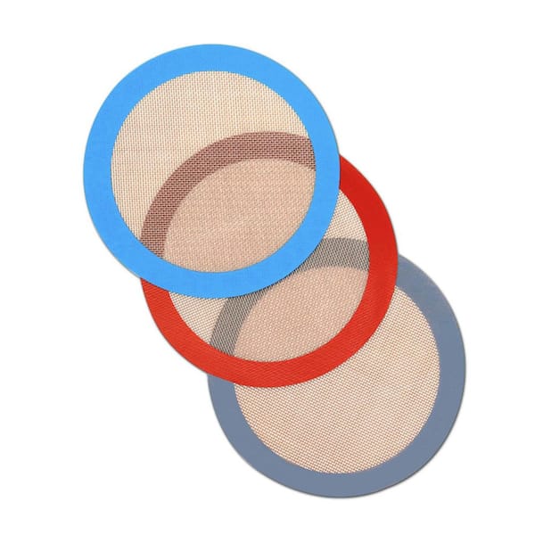 Round Silicone Baking Mat Set 8 Inch Silicone Fiberglass Red Blue Grey Baking Mats for Cake Pan Reusable 3 Piece