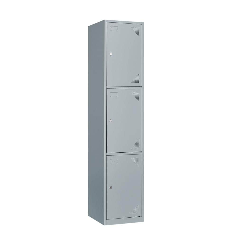 Mlezan 3-Tier Tall Locker Cabinet with Keys Metal Storage