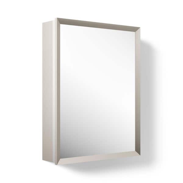 Embark 20 in. W x 26 in. H Rectangular Framed Medicine Cabinet with Mirror in Brushed Nickel