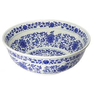 Ming Dynasty Decorative Porcelain Vessel Sink in Blue