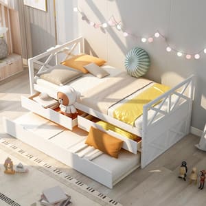 White Multi-Functional Daybed with Drawers and Trundle