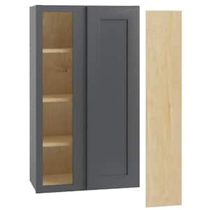 Newport Deep Onyx Plywood Shaker Assembled Blind Corner Kitchen Cabinet Sft Cls L 24 in W x 12 in D x 36 in H