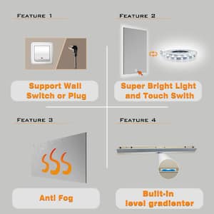 STYLETHREE 30 in. W x 30 in. H Square Frameless Anti-Fog Wall LED Light Bathroom Vanity Mirror with Illuminated Light