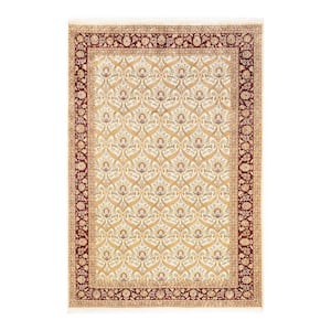 Mogul One-of-a-Kind Traditional Ivory 6 ft. 2 in. x 9 ft. 1 in. Oriental Area Rug