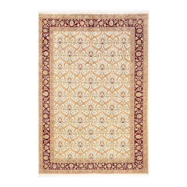 Mogul One-of-a-Kind Traditional Ivory 6 ft. 2 in. x 9 ft. 1 in. Oriental Area Rug