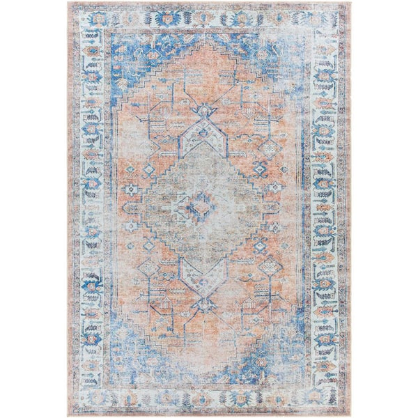 Artistic Weavers Elise Bright Blue 5 ft. x 7 ft. Traditional Indoor Machine-Washable Area Rug