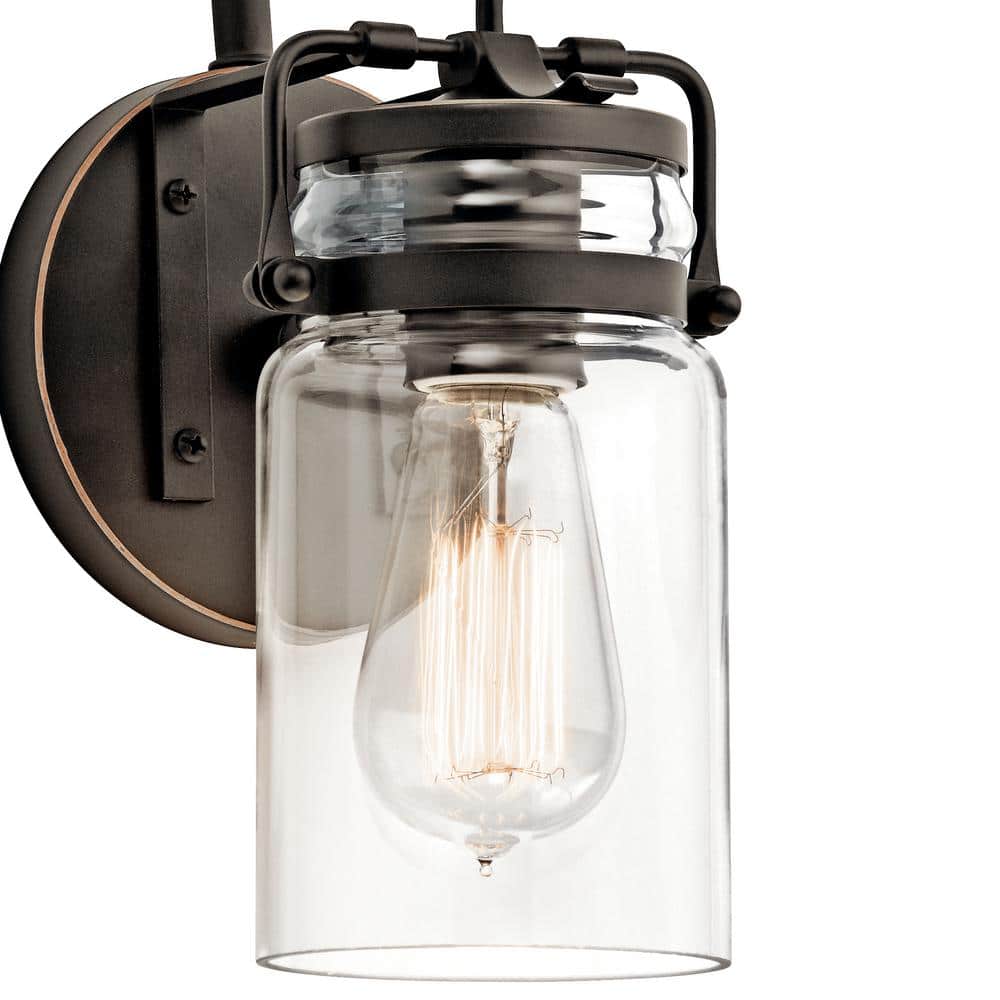 Champagne Bronze Jelly Jar 5" Wall Sconce with Clear Glass Shade
