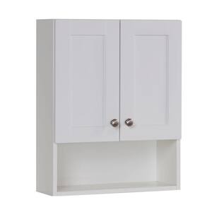 Del Mar 21 in. W x 26 in. H x 8 in. D Over the Toilet Bathroom Storage Wall Cabinet in White