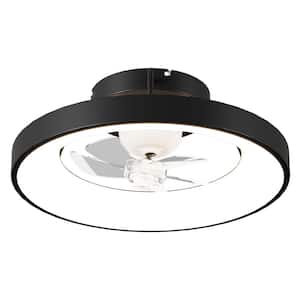 19.7 in. LED Indoor Black Modern Style Recessed Ceiling Fan Light, Rotating Blades, APP, Remote Control, 3000K to 6000K