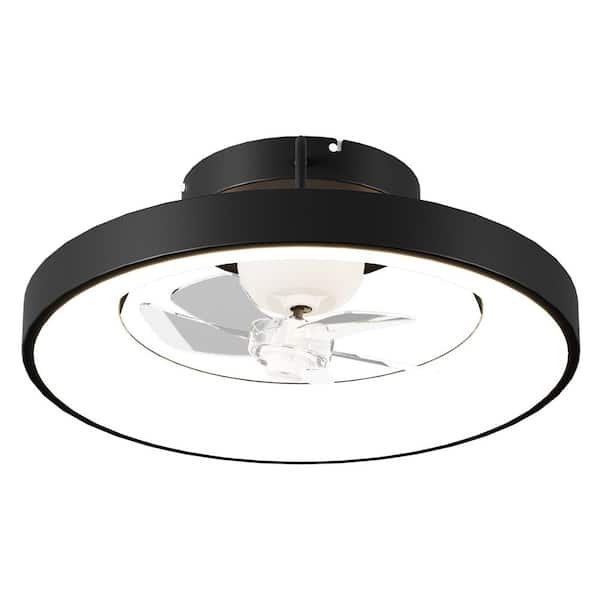 Tivleed 19.7 in. LED Indoor Black Modern Style Recessed Ceiling Fan Light, Rotating Blades, APP, Remote Control, 3000K to 6000K