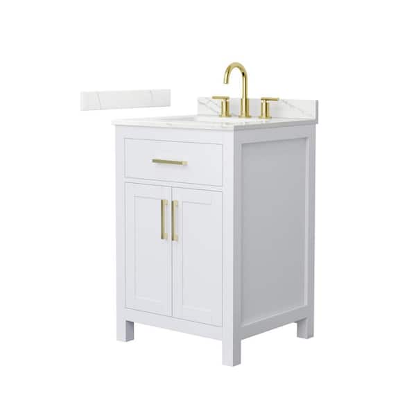 Beckett 24 in. Single Freestanding White Bath Vanity with Giotto Quartz Top (Assembled)