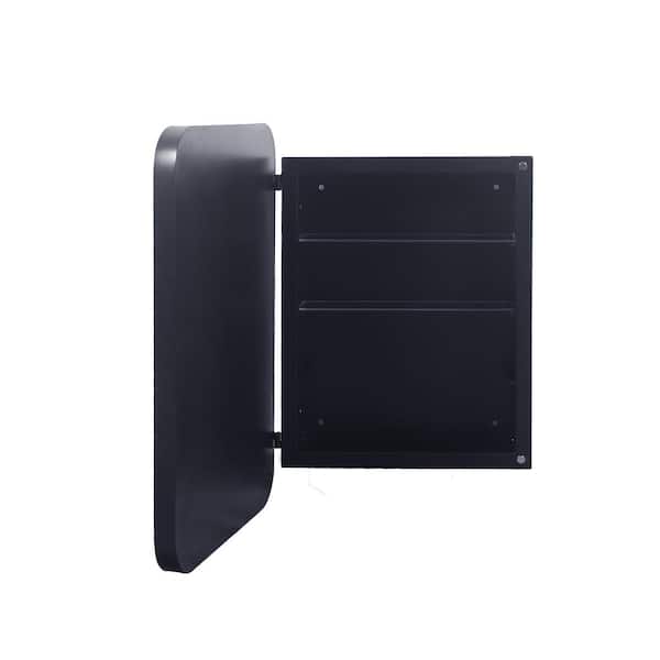 16 in. W x 24 in. H Rectangular Metal Medicine Cabinet with Mirror in Black