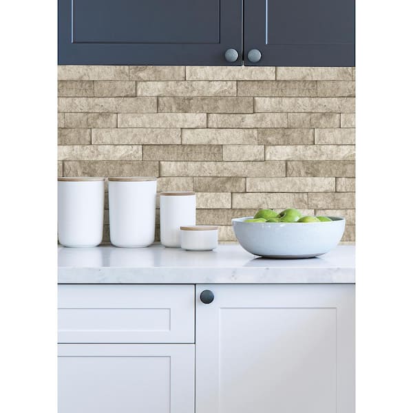 Stone Grey Natural Peel and Stick Rolled Backsplash Wallpaper Sample