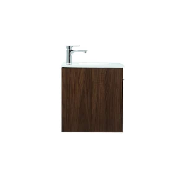 Timeless Home 24 in. W Single Bath Vanity in Walnut with Engineered Stone Vanity Top in Ivory with White Basin