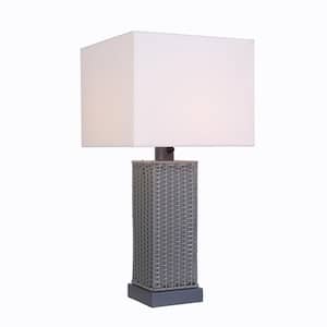 Edgehill 27.5 in. Gray Outdoor/Indoor Square Table Lamp