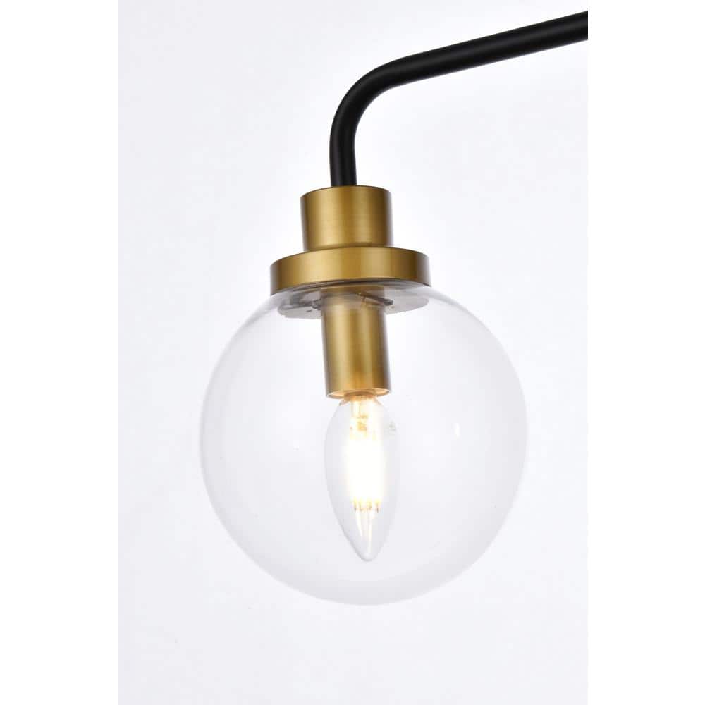 Elegant Hanson Brass 2-Light Bath Sconce with Clear Round Shade