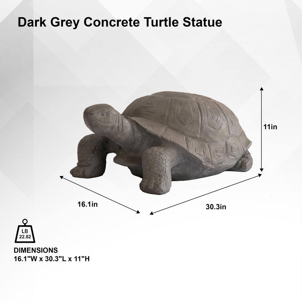 30.3" Light Grey Polystone Turtle Garden Statue