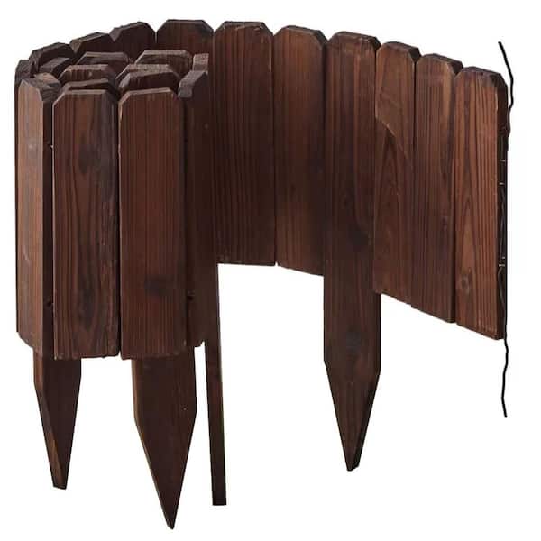 7.87 Wooden Garden Fence Natural Material No Dig Decorative Edging for Lawn Courtyards and Pathway 48 Length