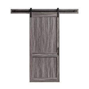Dorian 36 in. x 84 in. Textured Aged Wood Look Sliding Barn Door with Solid Core and U-Shape Soft Close Hardware Kit