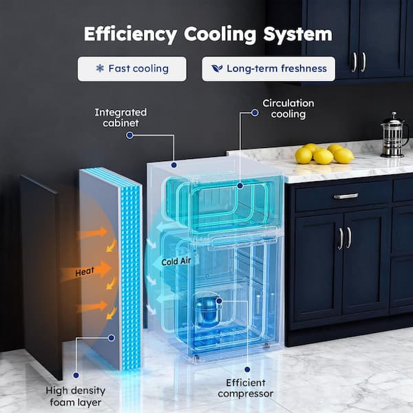 SIMZLIFE 19 in. 3.2 cu. ft. Mini Refrigerator in Black with 7