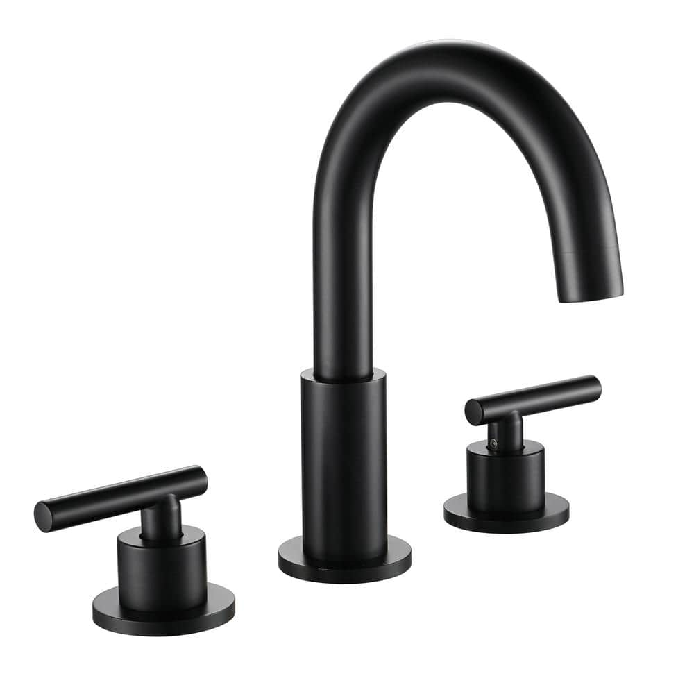 Arc 8 in. Widespread Double Handle Bathroom Faucet in Matte Black -  Zalerock, SSLTX0402B