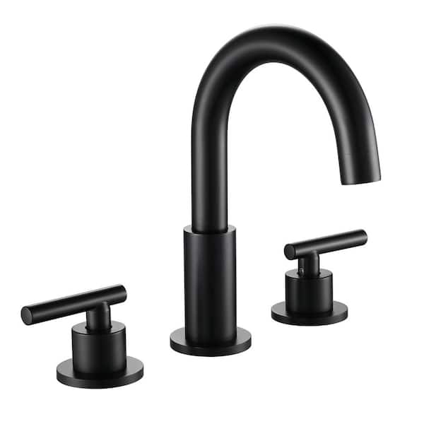 Zalerock Arc 8 in. Widespread Double Handle Bathroom Faucet in Matte Black