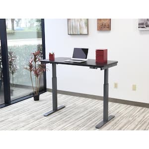 48 in. Rectangular Black 1 Drawer Standing Desk with Adjustable Height Feature