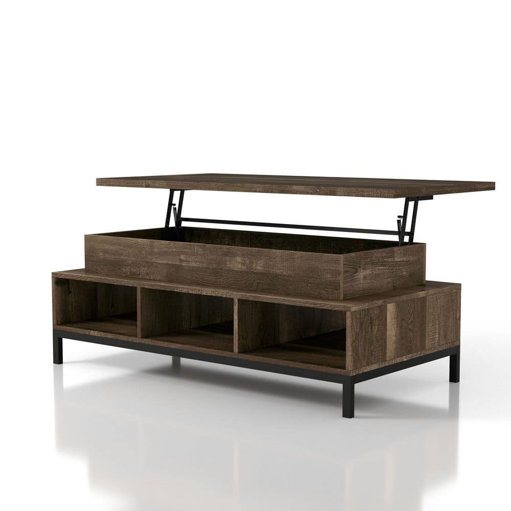 Kemby 47 in. Reclaimed Oak Rectangle Particle Board Top Coffee Table with Lift Top -  Furniture of America, YNJ-2094C25