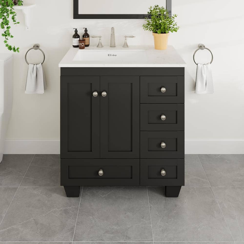 Eviva Acclaim 30 in. W x 22 in. D x 34 in. H Bath Vanity in Espresso ...