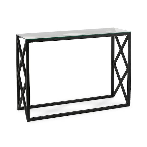 Meyer&Cross Dixon 42 in. Black Standard Rectangle Glass Console Table