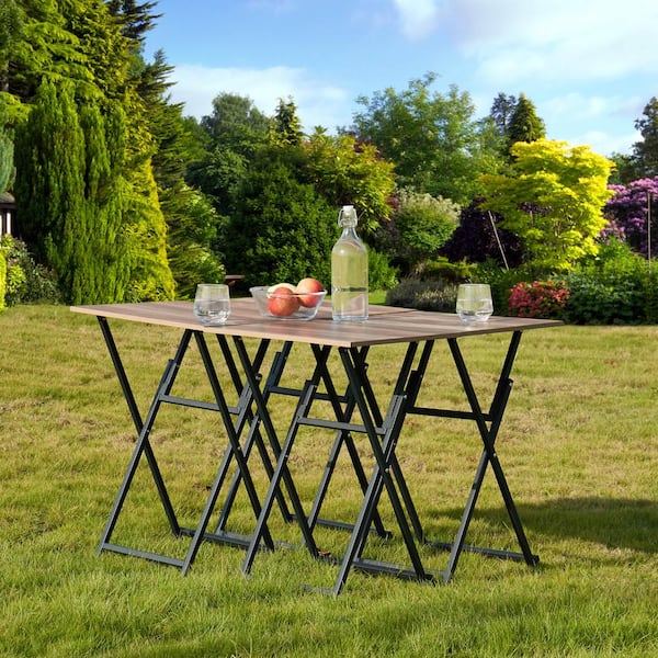 Discount Folding Trays with Storage Rack,Snack Table - Set of 4