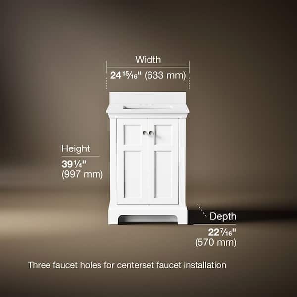 Baskin 24 in. Single Sink White Bath Vanity with Bianco Bella Quartz Top