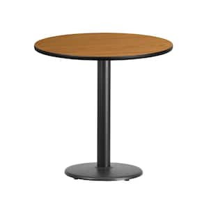 30 in. Round Natural Laminate Table Top with 18 in. Round Table Height Base