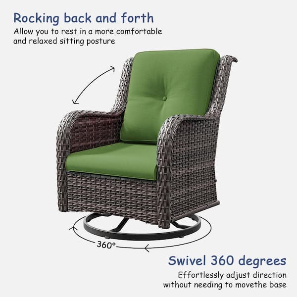 JOYSIDE 3-Piece Wicker Swivel Outdoor Rocking Chairs Patio JOYSIDE 3-Piece Wicker Swivel Outdoor Rocking Chairs Patio