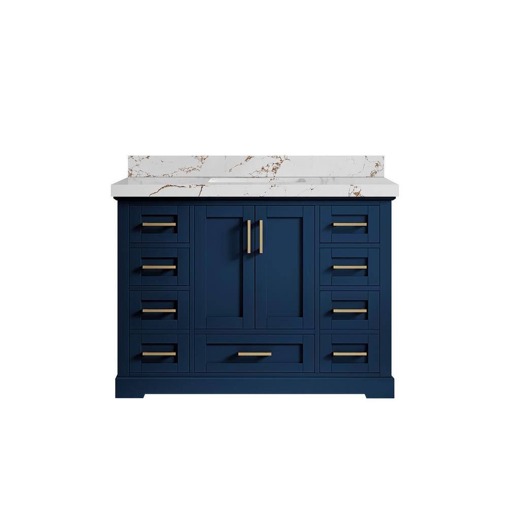 Boston 48 in. Single Sink Freestanding Navy Blue Bath Vanity with Viola Brown Qt. Top Unassembled price history on PriceWatchPro