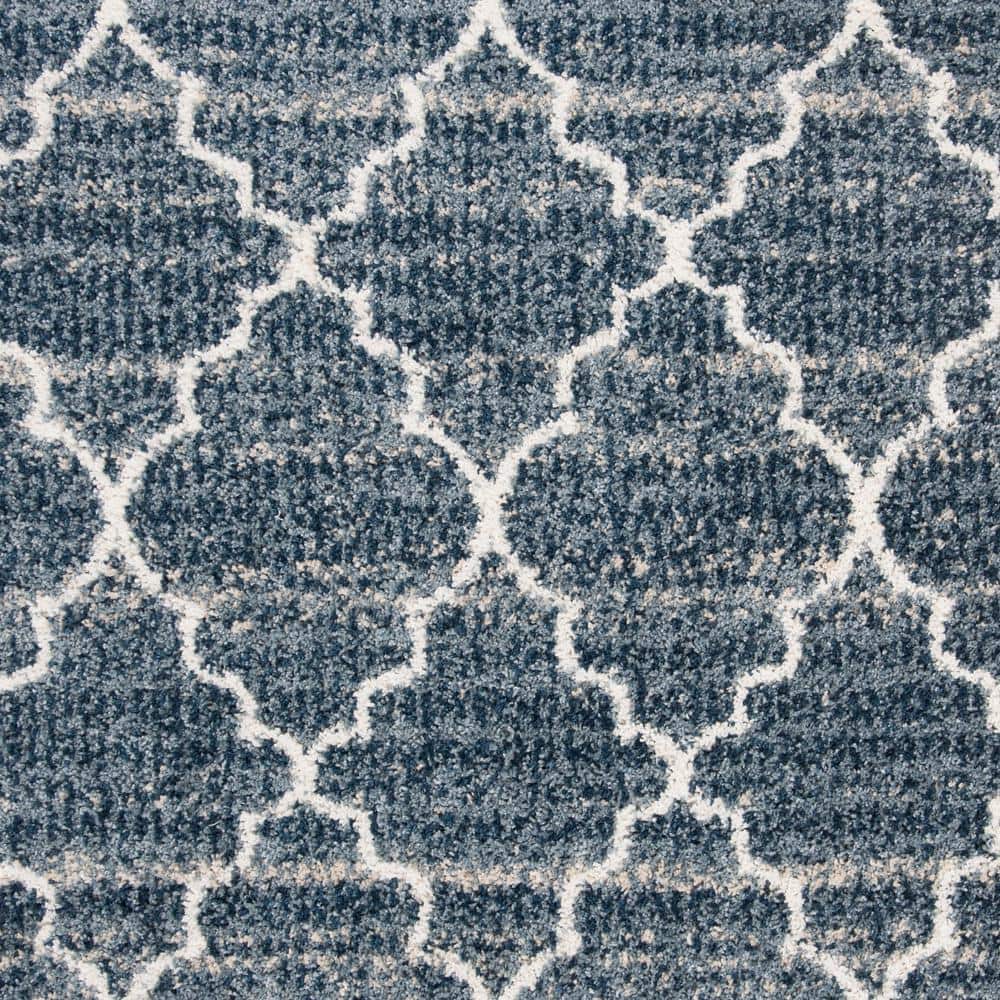 Ivory Geometric Square Shag Rug - Hand-knotted Synthetic Easy Care