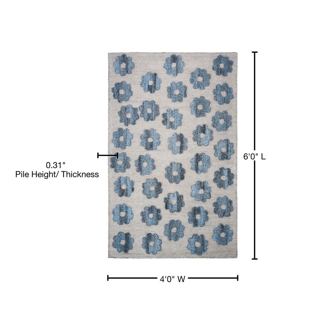Handmade Abstract Gray Wool Non-Slip Area Rug 4' x 6'