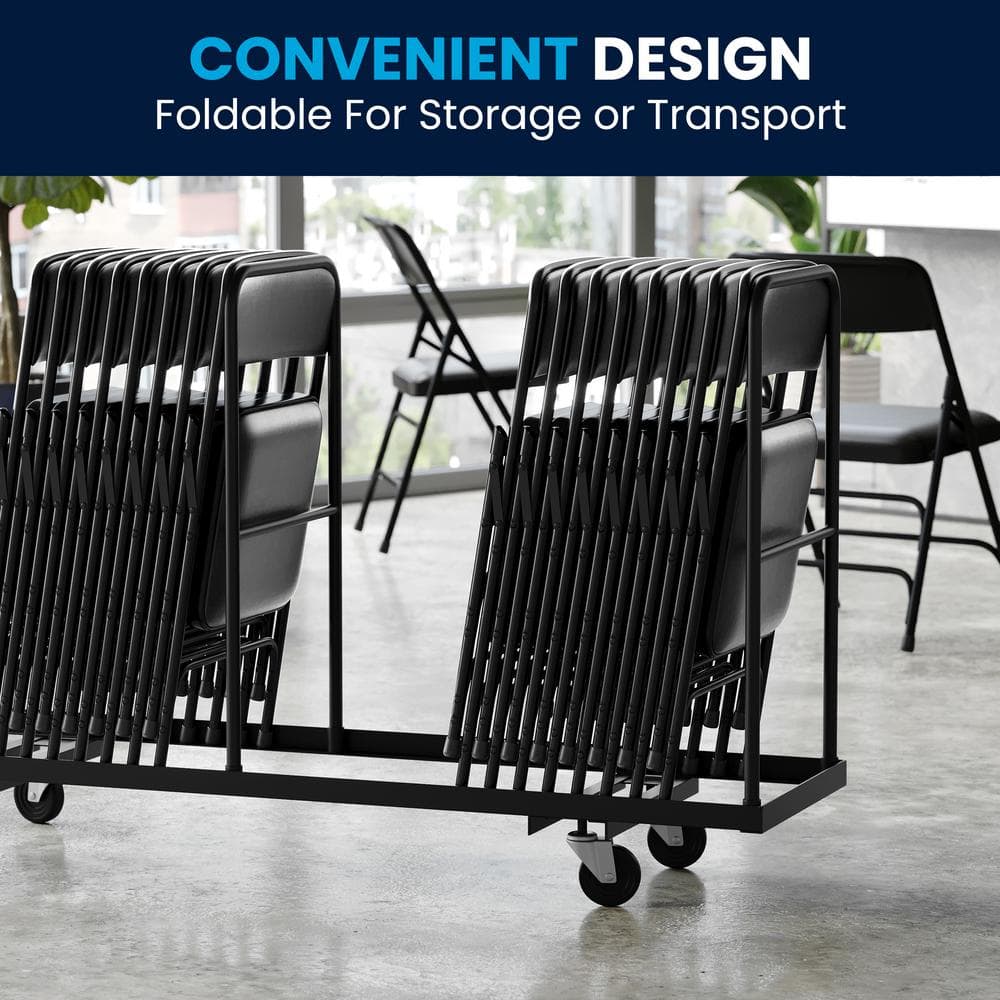 Hercules Series Black Steel Padded Folding Chair