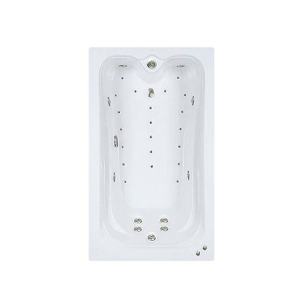 Comfortflo Premier 60 in. x 42 in. Acrylic Rectangular Drop-in Whirlpool and Air Bathtub with Reversible Drain in Bone