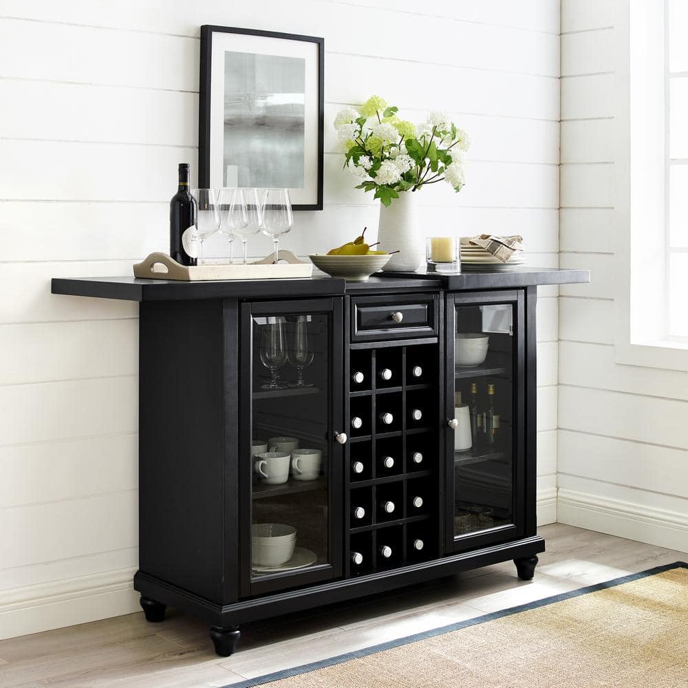 Cambridge 30" Black Hardwood Sliding Top Bar Cabinet