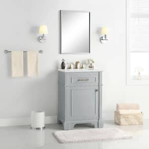 Melpark 24 in. W x 20 in. D Bath Vanity in Dove Grey with a Cultured Marble Vanity Top in White with White Sink
