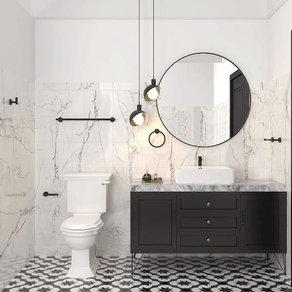 6-Piece Bath Hardware Set with 2 Towel Bars/Rack Towel/Robe Hook Hand Towel Holder Toilet Paper Holder in Matte Black