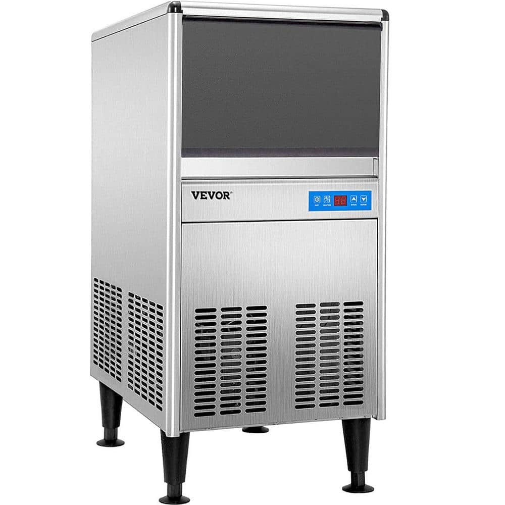 VEVOR 95 lb. / 24 H Freestanding Commercial Ice Maker with 50 lb. Storage Bin Stainless Steel ice Maker Machine in Silver